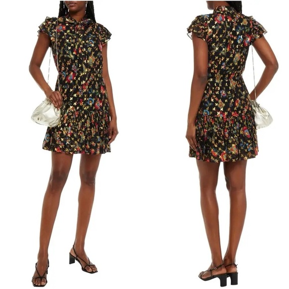 DEREK LAM 10 CROSBY • Edith Ruffled Floral Mini Dress in Black - Picture 15 of 15